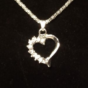 Open Heart Crystal Pendant Necklace